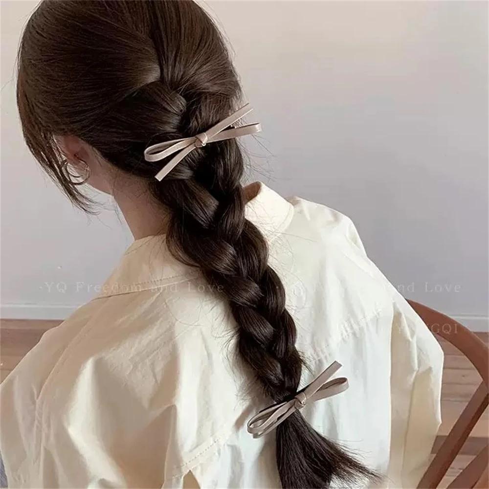 Leather Hair Clips Retro Bowknot Hairpins for Girls Sweet Barrettes Hairpin Hairgrips Women Fashion Hair Accessories Headwear