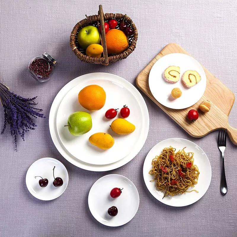 Jijun White Melamine Shallow Dinner Plates