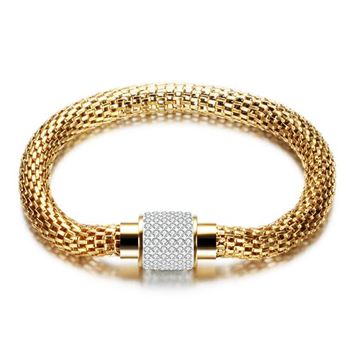

NEW Designer Jewelry Bijouterie Rhinestone Charm Bracelets for Women Stainless Steel Magnet Clasp Crystal Bracelets & Bangles золотой
