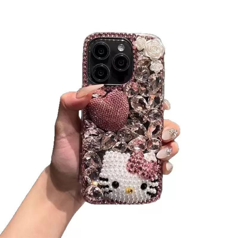Flower Rhinestone Phone Case For Samsung S25Ultra Full Diamond S24Plus High-End S23 Luxury Woman