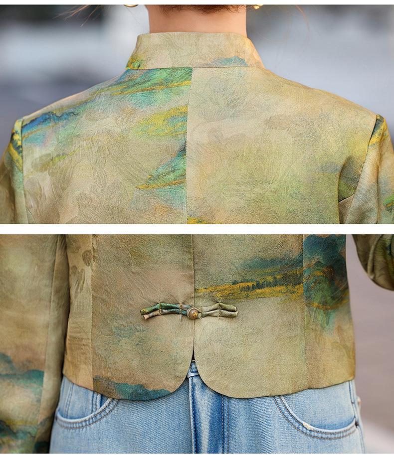 Frühling 2025 Damen vielseitige Jacke im chinesischen Stil mit Froschverschluss und Stehkragen, ZQ2506