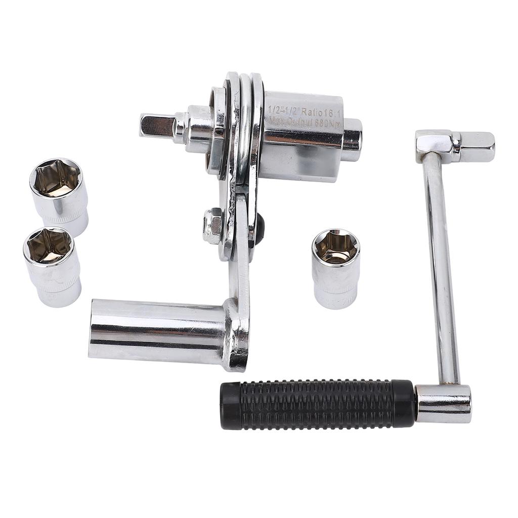 1 2in Torsion Multiplier Wrench Looseing Nuts 1:16 Gear Ratio Car Tire Nut Remover with 17mm 19mm 21mm Sockets for Car