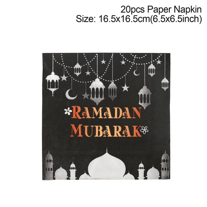 Ramadan Mubarak Disposable Tableware Plate Cups Ramadan Decoration 2026 Eid Mubarak Ramadan Kareem Muslim Islamic Party Supplies