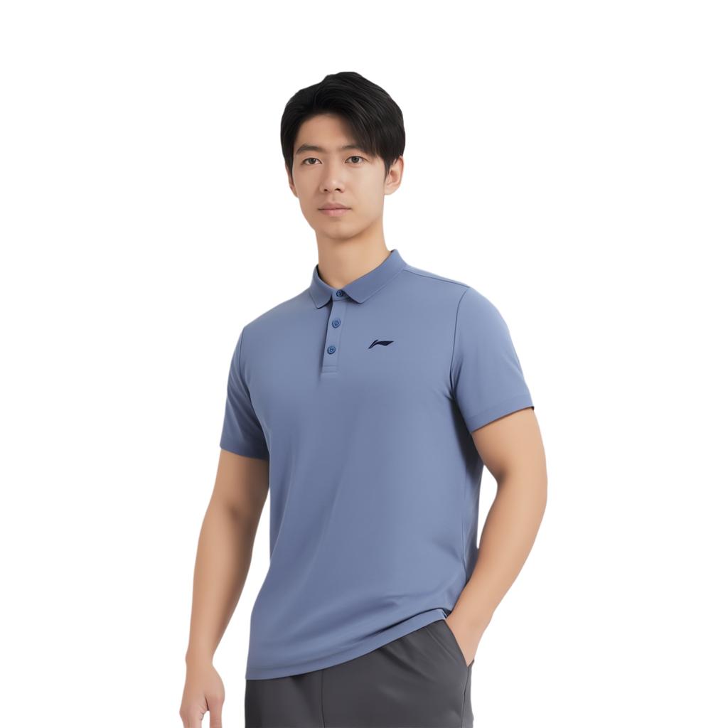 Li-Ning Comfortable Moisture-Wicking Short Sleeve Polo Shirt Men Tops Dust-Blue APLU125-3