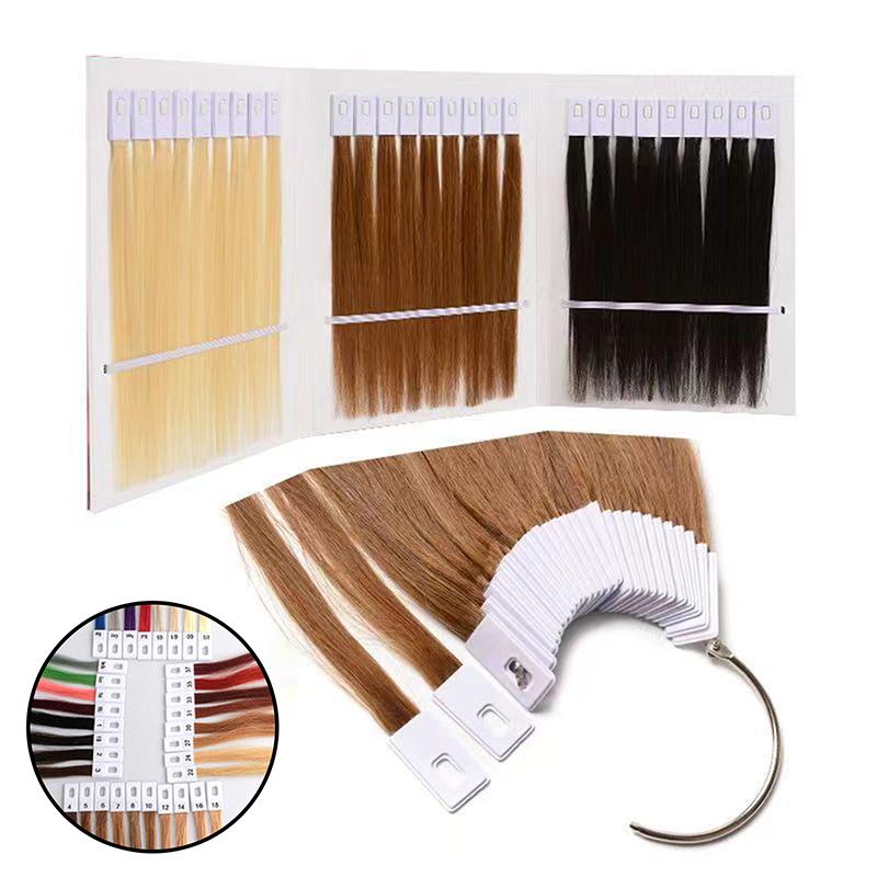 30Pcs 23Cm Real Human Hair Color Rings Swatches For Human Hair Extensions Salon Tools Hair Dyeing Sample Chart Dyeing Practice