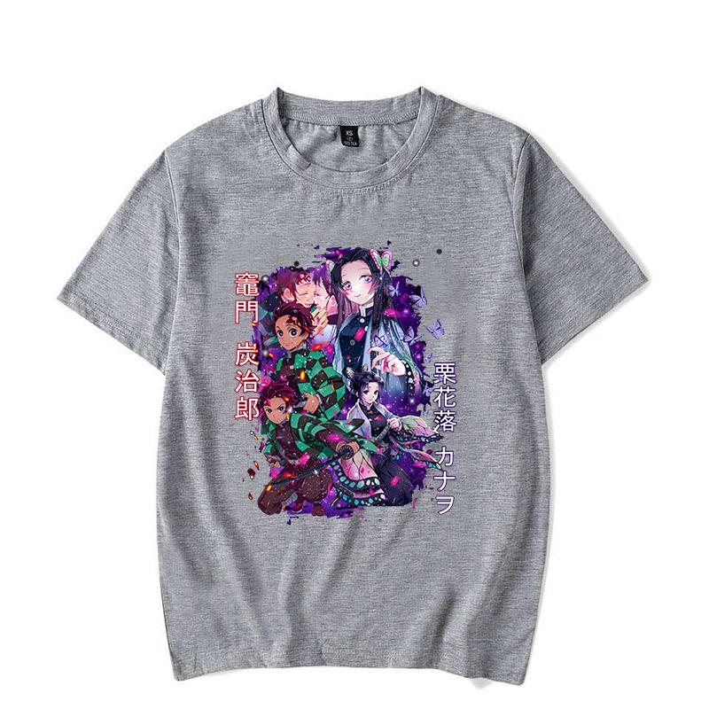 New Fashion Kamado Tanjirou Tsuyuri Kanao Print T-Shirt Casual Short Sleeve Anime Graphic Tee Shirt Unisex Loose Harajuku Shirts