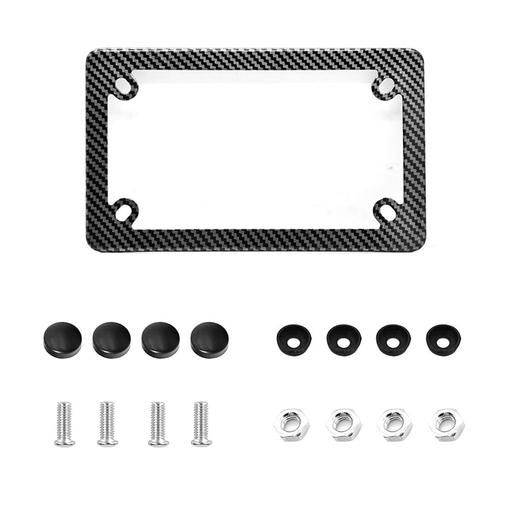 4"L x 7"W Motorcycle License Plate Frame Carbon Fiber License Number Plate Tag Cover Bracket Decoration Motorcycle Accessories
