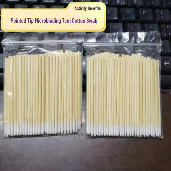 Pointed Cotton Swabs, 7cm Microblading Swabs, Disposable Beauty Salon Swabs for Pointing and Moles 7cm Pointed Microblading Cotton Swabs