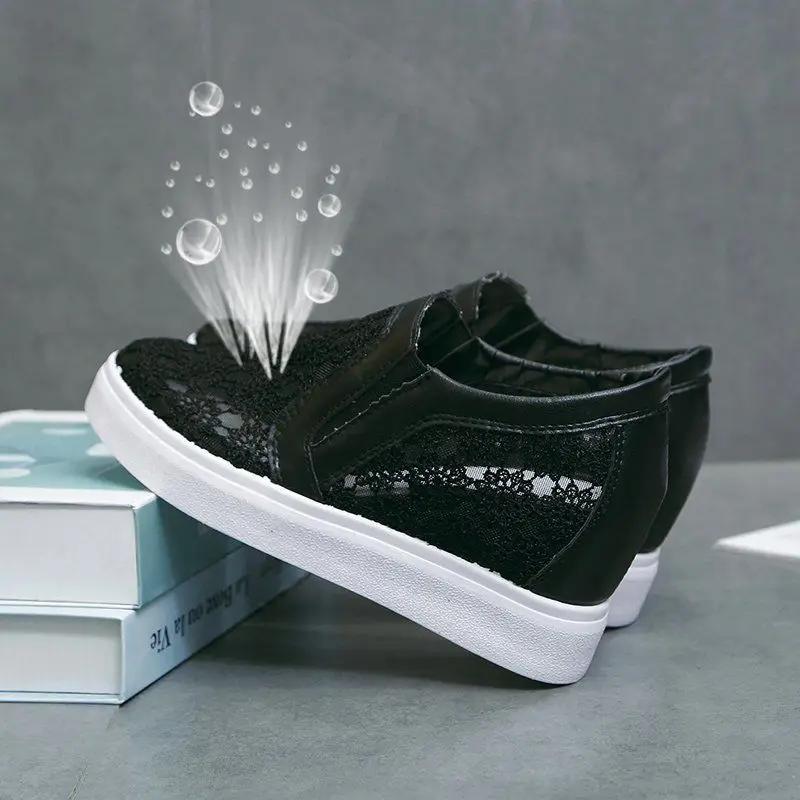 Fashion Women Footwear Whit Mesh Breathable High On Platform Slip Ladies Shoes High Quality And Low Price Summer 2024 Offer Urban Cheap