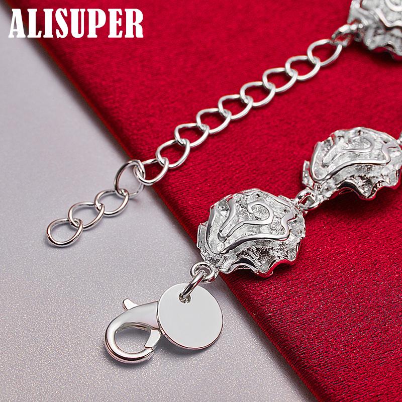 925 Sterling Silber Rosenblüten-Kettenarmband-Schmuck