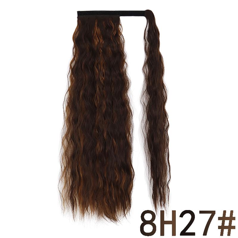 MERISIHAIR Women Long Curly Ponytail Wig Corn Wave Hair Extension Synthetic Fiber Hairpiece Wrap Around Clip In Hair Daily Use