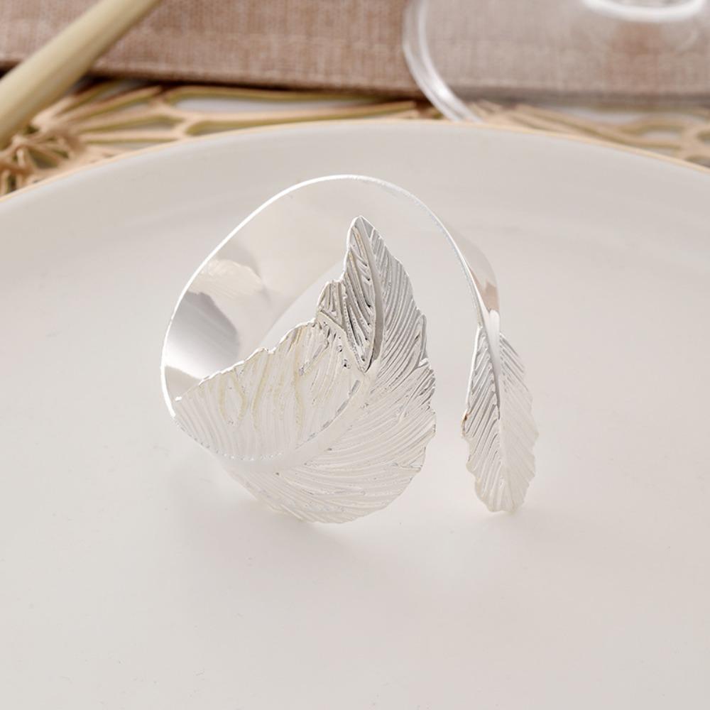 6PCS Leaf Napkin Ring Metal Napkin Ring Holder High-end Towel Ring Restaurant