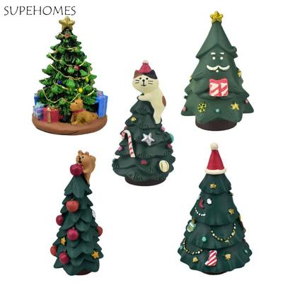 Kawaii Japan Zakka Christmas Figurine Mini Cartoon Zakka Christmas Tree Model Creative Durable Animal Christmas Tree Figurine