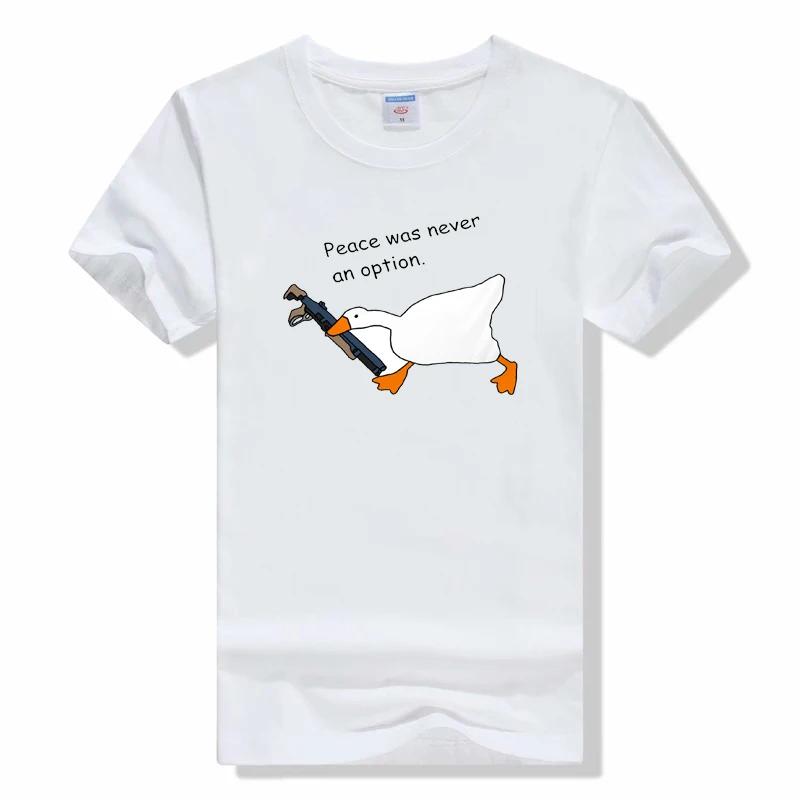 Peace Was Never An Option Goose Cartoon Print t shirt Female Tops Creative Summer Short Sleeve Tee Shirts