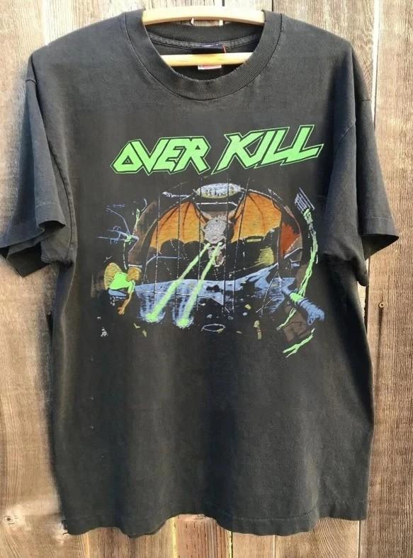 Koszulka z krótkim rękawem 90s Overkill Under the Influence Tour Węglowy Unisex Męska Damska