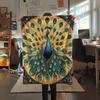 Peacock with Fanned Tail  Print Flannel Blanket, High quality Comfortable for All Seasons, Home Decor, Warmth and Comfort