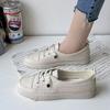 2025 new summer women's shoes versatile niche super fire platform canvas shoes women's casual two wear one pedal white shoes