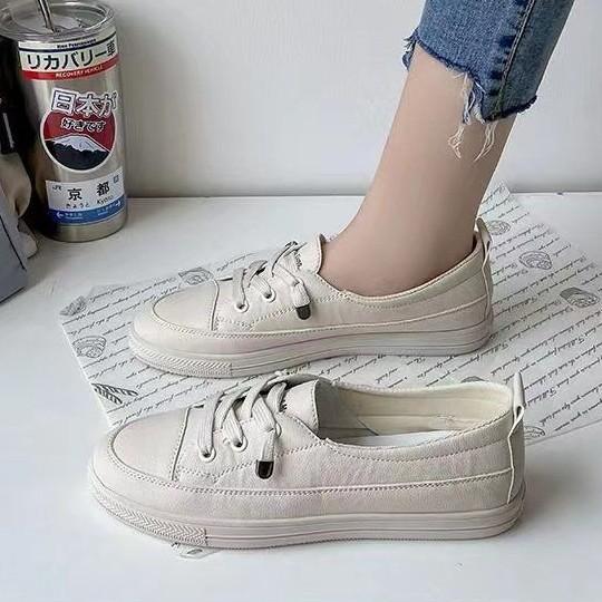 2025 new summer women's shoes versatile niche super fire platform canvas shoes women's casual two wear one pedal white shoes