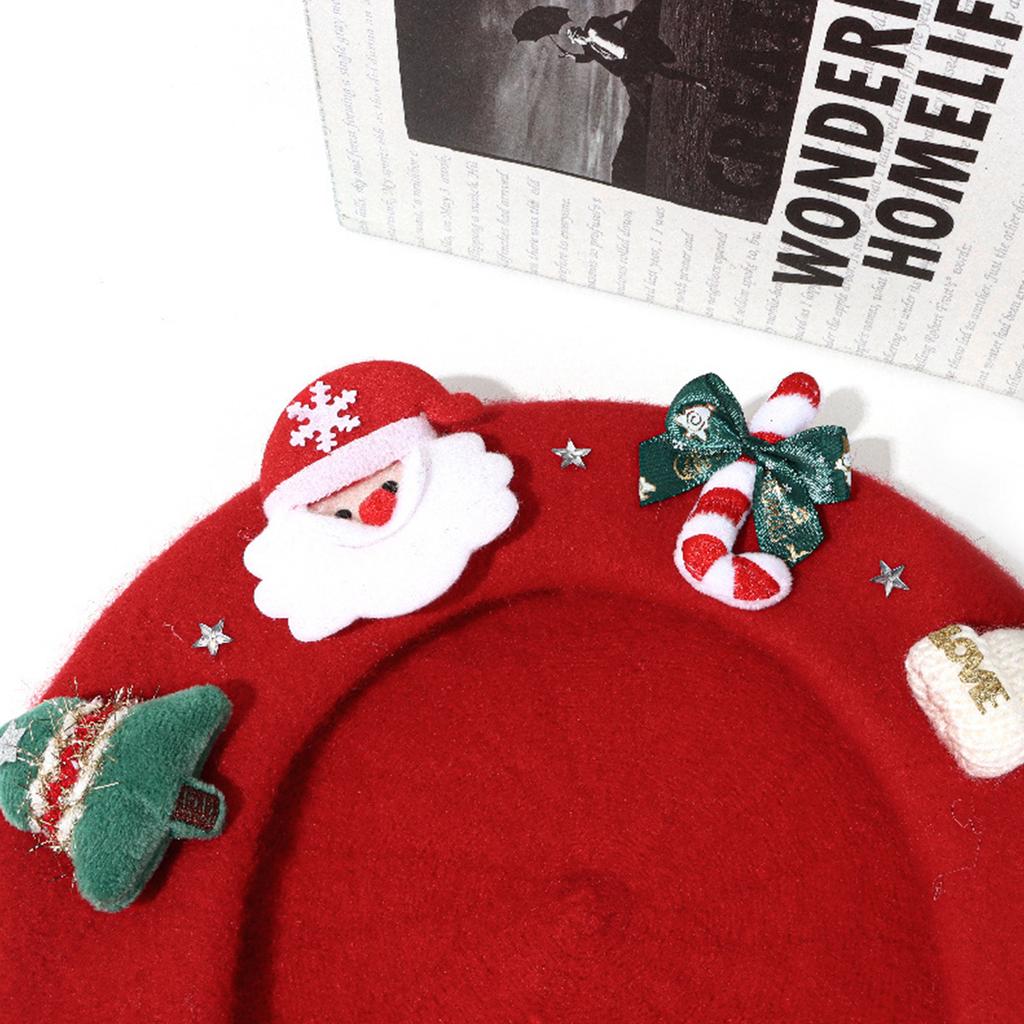Teens Girls Christmas Beret Festival Thick Beret Woman Windproof Outdoor Painter Hat Christmas Photography Beret Hat