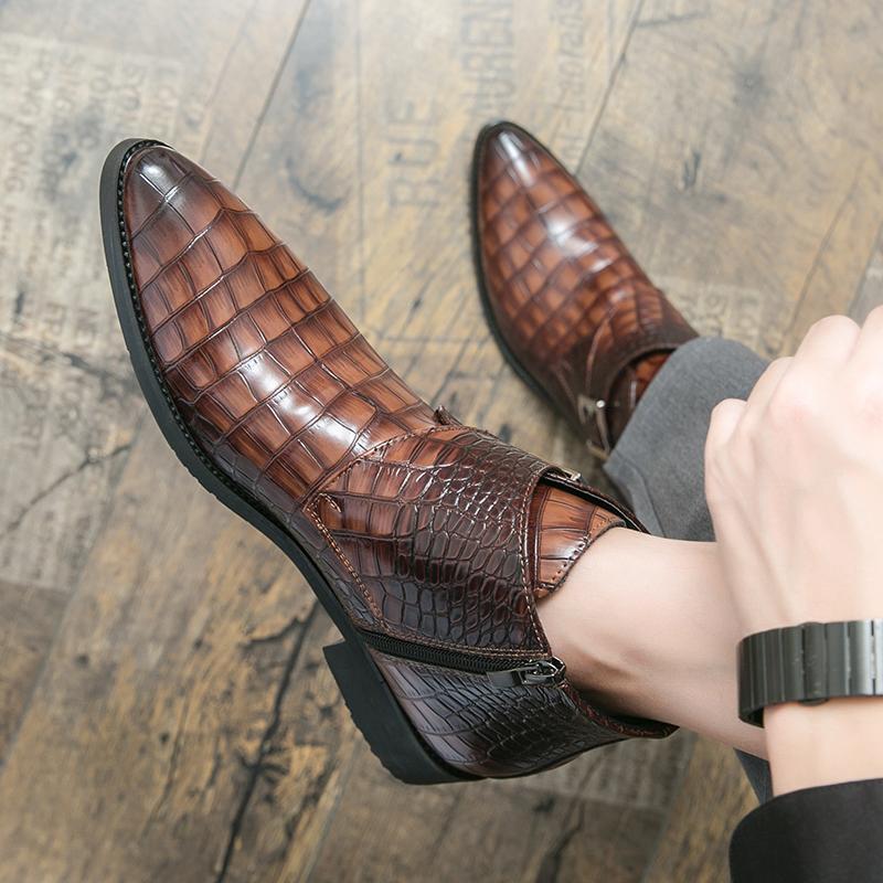 FashionAutumn Black Luxury Brand High Top Men Shoes Slip on Business Moccasins Italian Casual Men Leather Loafer Men Driving Shoes