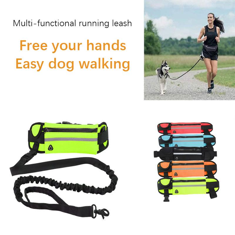 Sports Waist Pack Traction Dog Leash Kit Outdoor Running Walking Pet Supplies Reflective Fabric Multiple Functions Free Hands