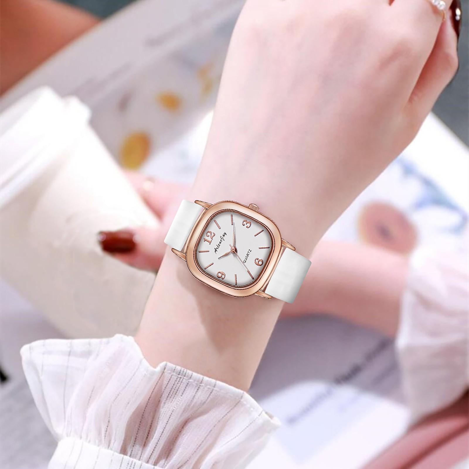 

Женские часы Ретро квадратные часы Модные часы с ремнем Кварцевые часы One Size белый