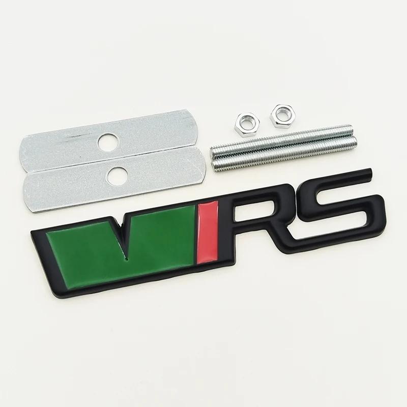3d Metal RS Logo VRS Car Front Grill Emblem Rear Trunk Badge for Skoda VRS Octavia 1 2 3 Rapid Kodiaq Karoq Fabia Kamiq Superb EH4