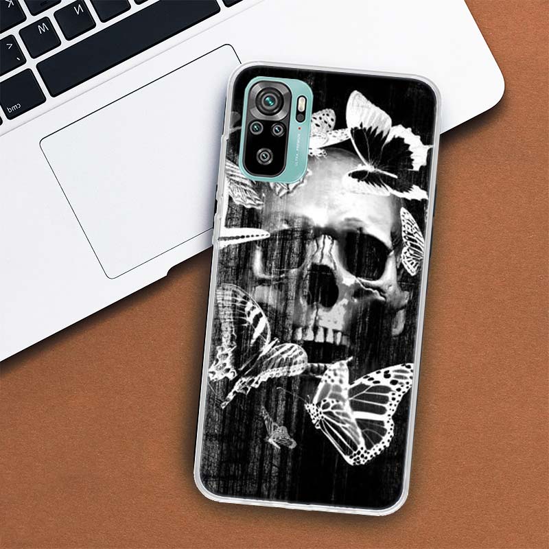 Retro Skull Butterfly Phone Case For Xiaomi Redmi 12 12C 10 10C 10A 9T 9C 9A 9 8 8A 7 7A 6 6A K20 K30 K40 Pro S2 Fundas Cover