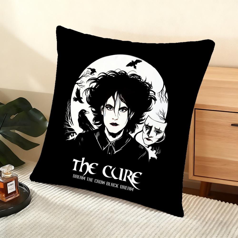 Vintage The C-Cure Rock Band Cushion Cover Soft Short Plush Pillow Cover Smooth Cozy Texture Aesthetic Cushion Case Home Decor