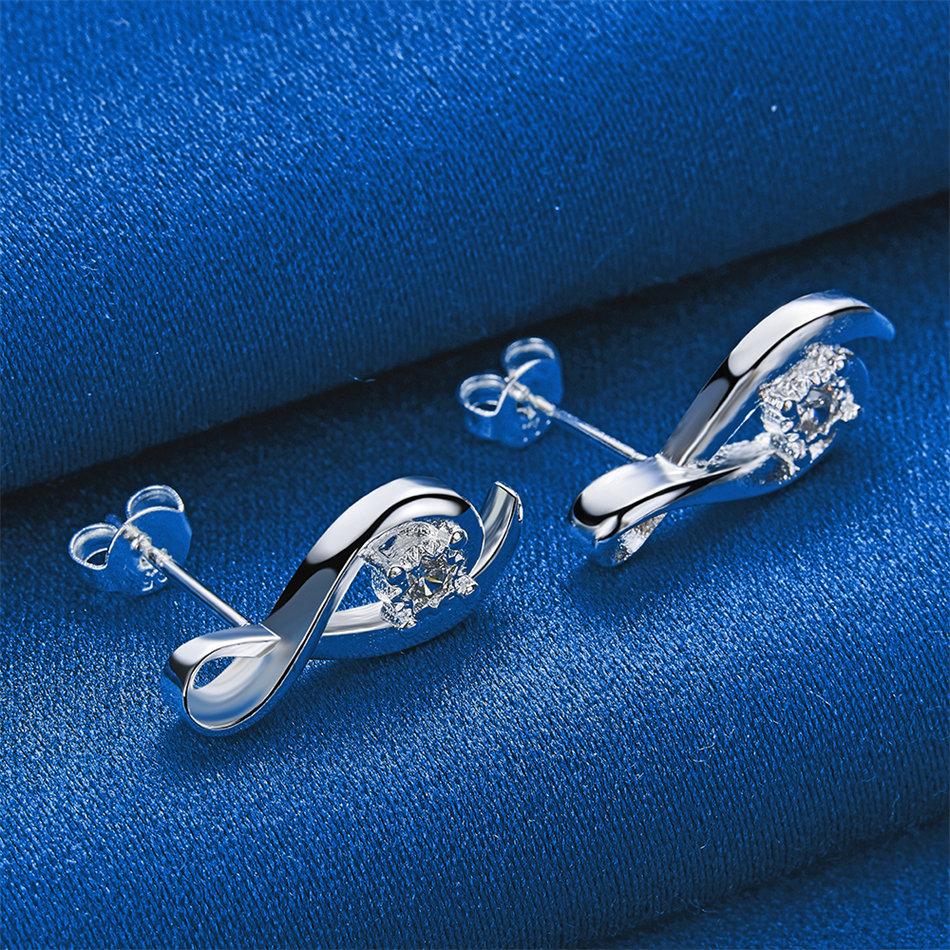925 Sterling Silver Luxury Exquisite Note Zircon Stud Earrings for Women Fashion Gifts Jewelry Wedding Party Accessories