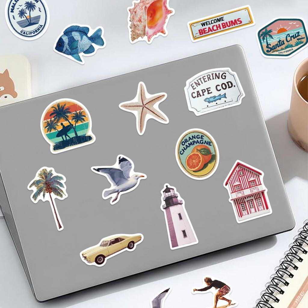 50Pcs Summer Aesthetic Stickers Creative Decoration Mobile Phone Case Notebook Water Cup Waterproof Graffiti Skateboard Toy Gift