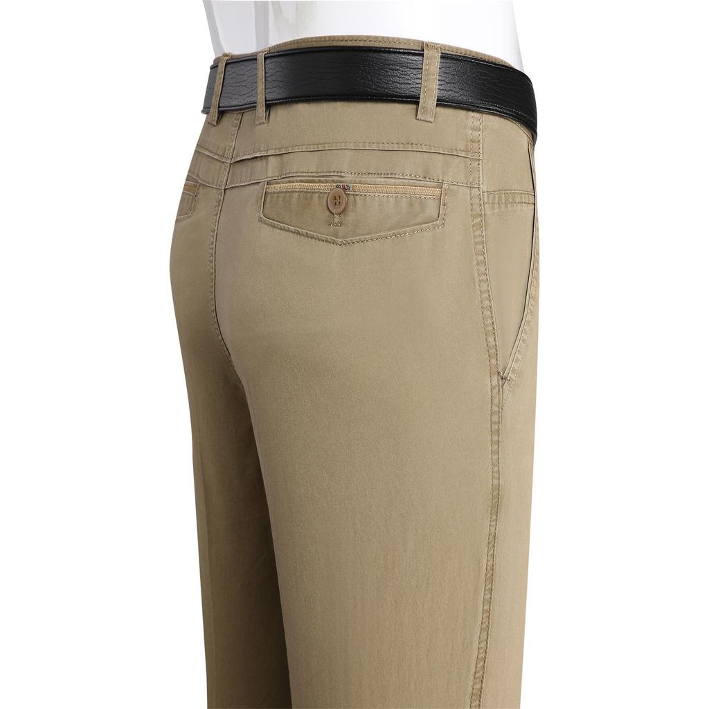 Summer Middle-aged and Elderly Men's Thin Cotton Casual Trousers Men Straight Loose Trousers High-waisted Dad Trousers Father Men's Trousers