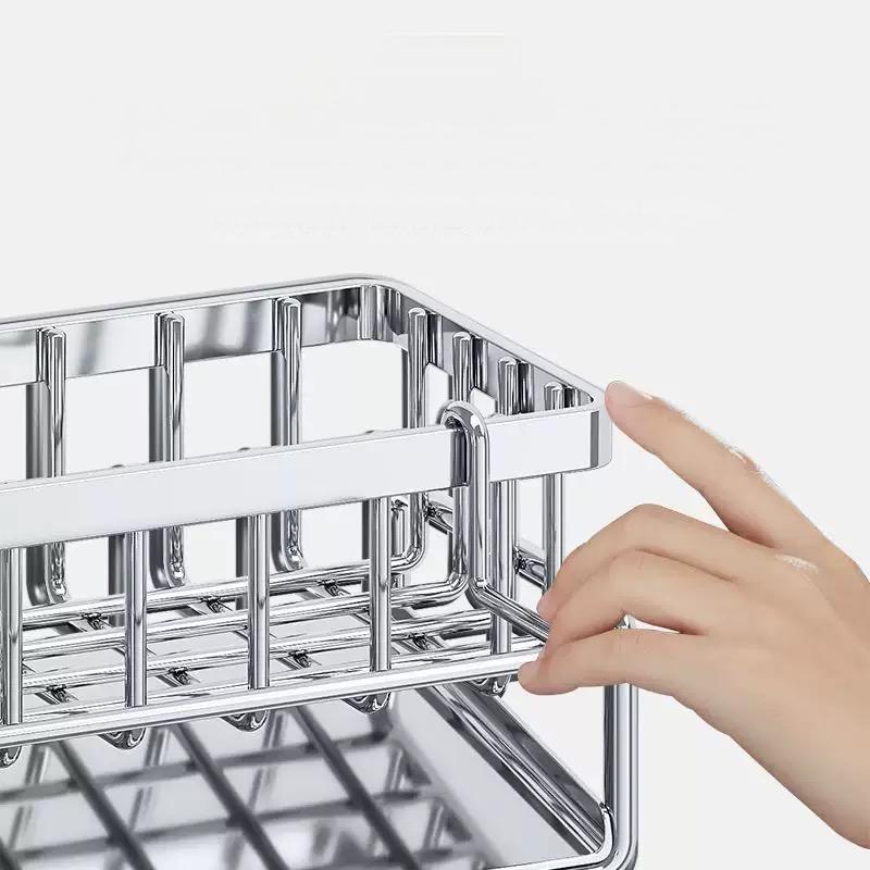 Kitchen Sponge Holder Stainless Steel Sink Drain Rack Soap Drainer Towel Rack Shelf Organizer Bathroom Storage Accessories