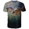 Men's Retro Fishing T-shirt 3D Printed Casual Short Sleeve Loose Men's T-shirt Sportswear