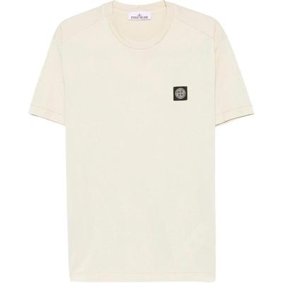 STONE ISLAND Pánské tričko s krátkým rukávem a kulatým výstřihem s logem Béžová K1S1521000-39S0013-V0095