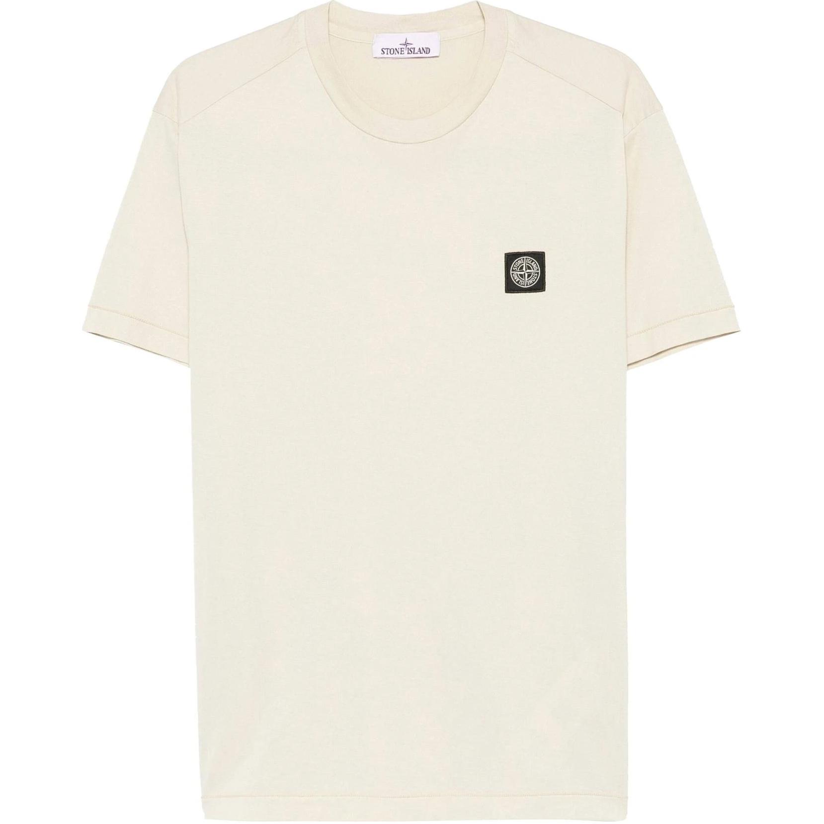 STONE ISLAND Футболка с логотипом, с коротким рукавом, с круглым вырезом, мужская, топы, бежевая K1S1521000-39S0013-V0095 XL