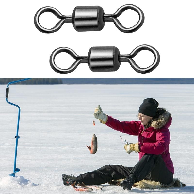 50Pcs Stainless Rolling Swivels Fishing Swivels Line Connector Barrels Swivels Connectors Saltwater Fishing Accessory