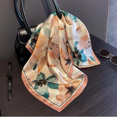 Brand 100% Silk Scarf Women Neck Hair Foulard Square Hijab Print Scarves Wrap Kerchief Mulberry Headband Shawls