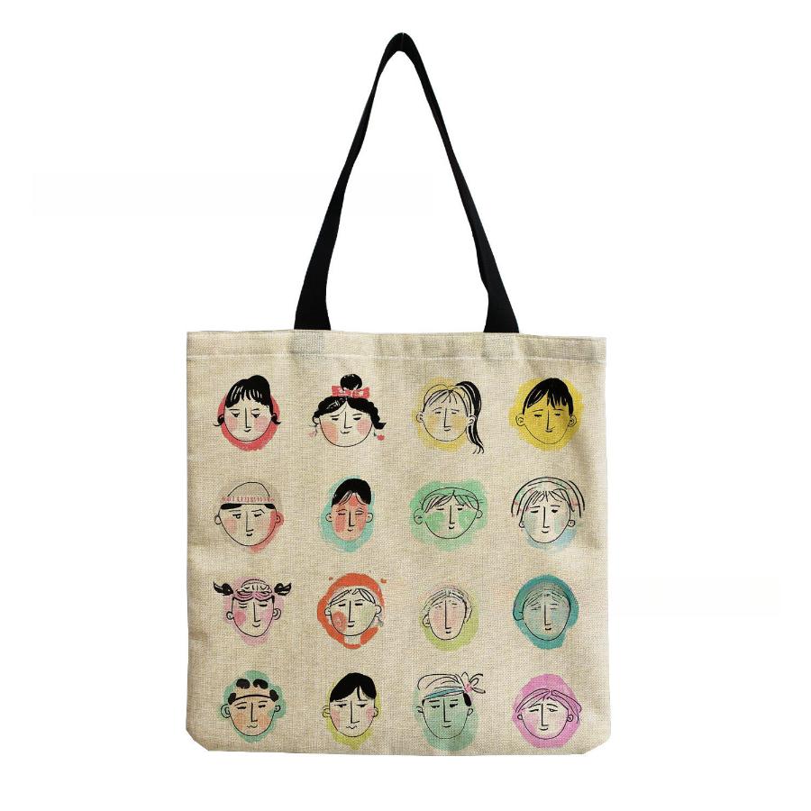 Borsa Tote Vintage in Lino da Donna - Borsa a Spalla Stampata di Grande Capacità per Uso Quotidiano e Spesa KTB