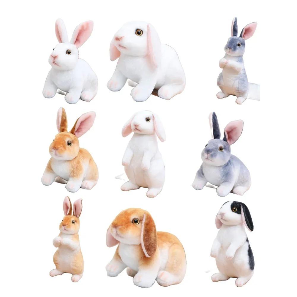 20cm Simulation Cute Rabbit Plush Fur Realistic Kawaii Animal Easter Bunny Rabbit Toy Model Gift Home Decoration