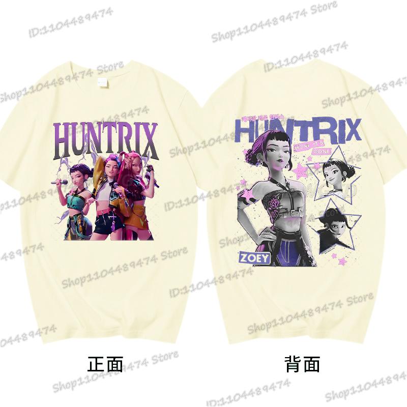 KPop Demon Hunters Rumi Zoey Miba T-shirt Men Korean Anime T Shirt Cartoon High Quality Cotton Tshirt Fashion KPop Tee Female
