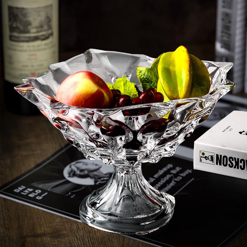 Хрустальная стеклянная фруктовница Flavinmci на высокой ножке