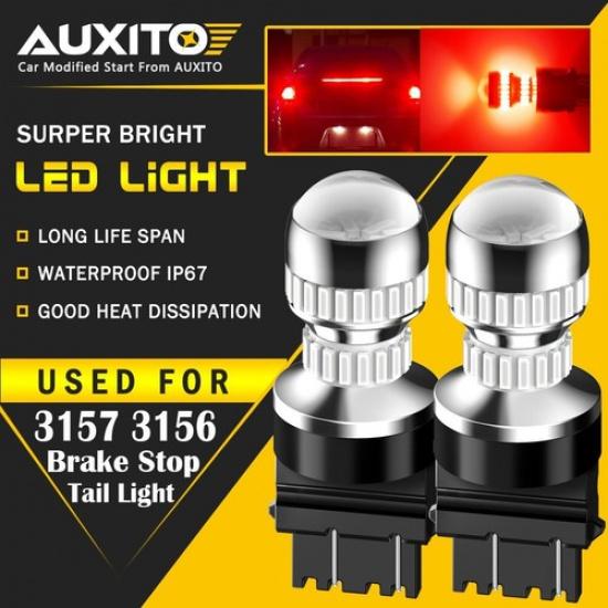 2X AUXITO 3156 3157 4057 LED Break Tail Light Stop Singal Bulb RED Light 54H EA