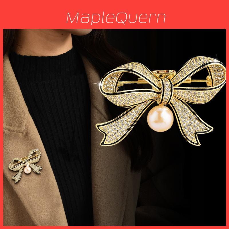 Fashion Bow Artificial Pearl Brooch For Women With Metal Clasp Ideal For Office And Formal Wear