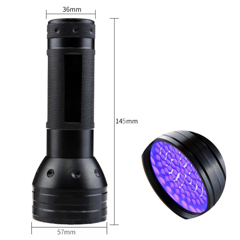 UV Flashlight Black Light Blacklight Detector for Dog Urine Ultraviolet Flashlight 51 LED 395nm Handheld Blac