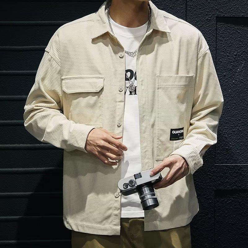 

Мужская винтажная рубашка-карго с длинным рукавом на весну и осень S абрикосовый