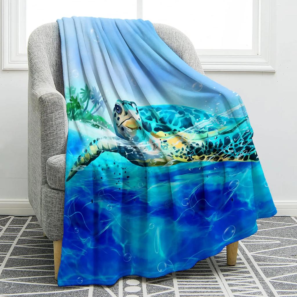 Flannel Fleece Bed Blankets Lightweight Cozy Throw Blanket for Couch Sofa Bedroom Adults Teen Sea Turtle Ocean Animal Landscape
