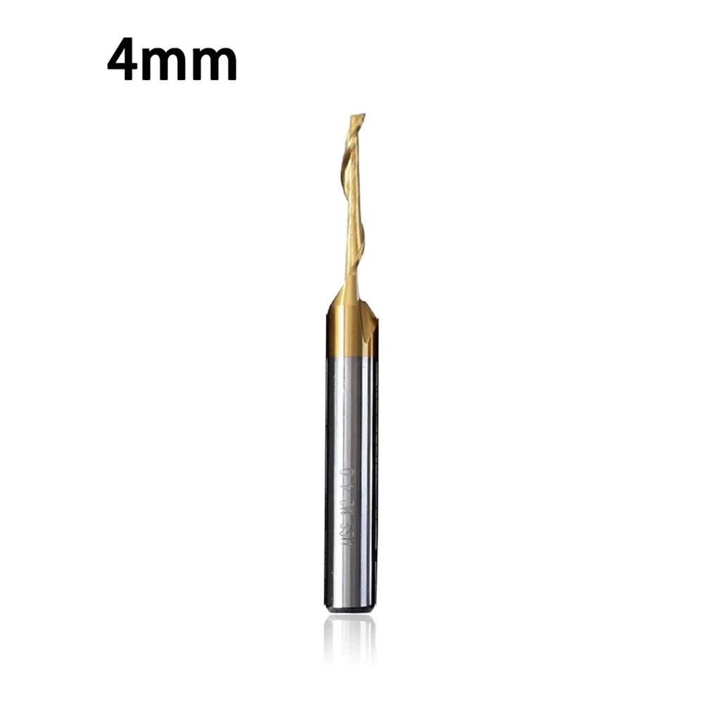High Speed Steel HSS Coated M2 Single Flute Spiral End Mill Router Bit for Aluminum Copper Alloy uPVC Extrusions 80mm Length