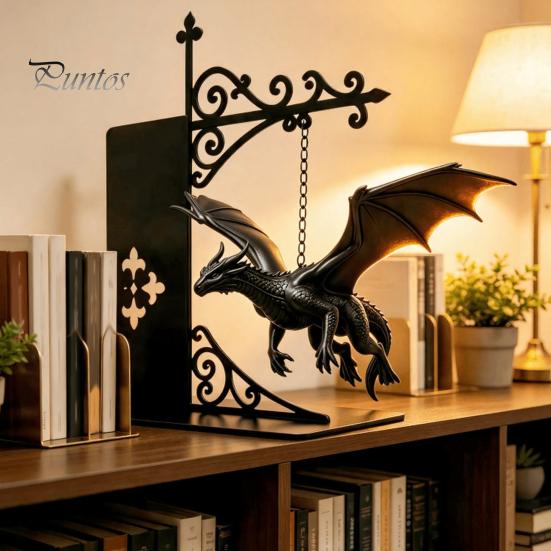 Fantasy Decor for Library Magical Floating Dragon Bookshelf Lamp, Warm LED Night Light, Atmospheric Reading Light Nook Decor, Unique Gift Lovers