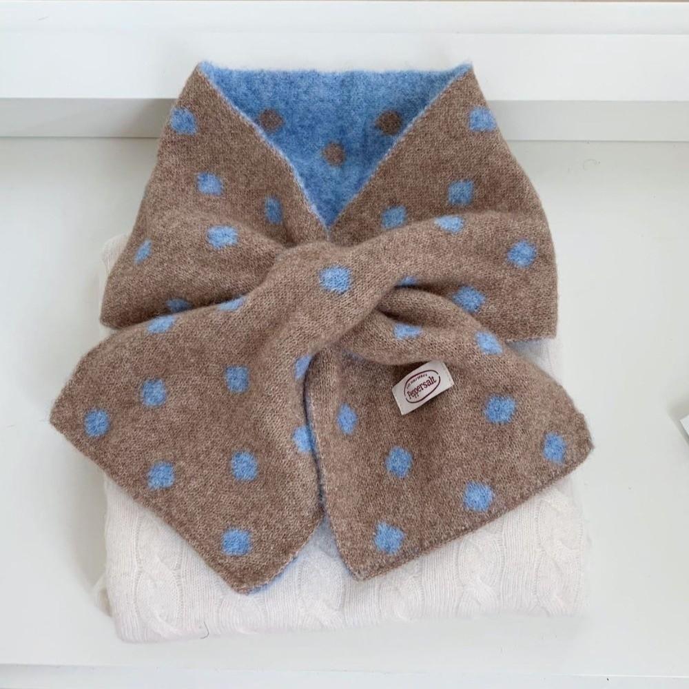 Cross Knitted Scarf Polka Dot Neck Warmer Scarf Gifts Neck Scarf for Women
